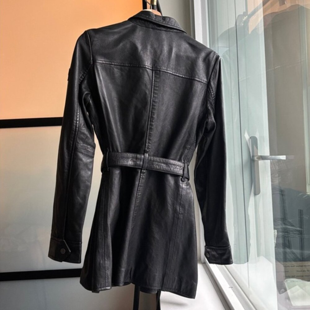 Mauritius Belted Black Leather Jacket - Women’s 4/6 - Picture 2 of 7